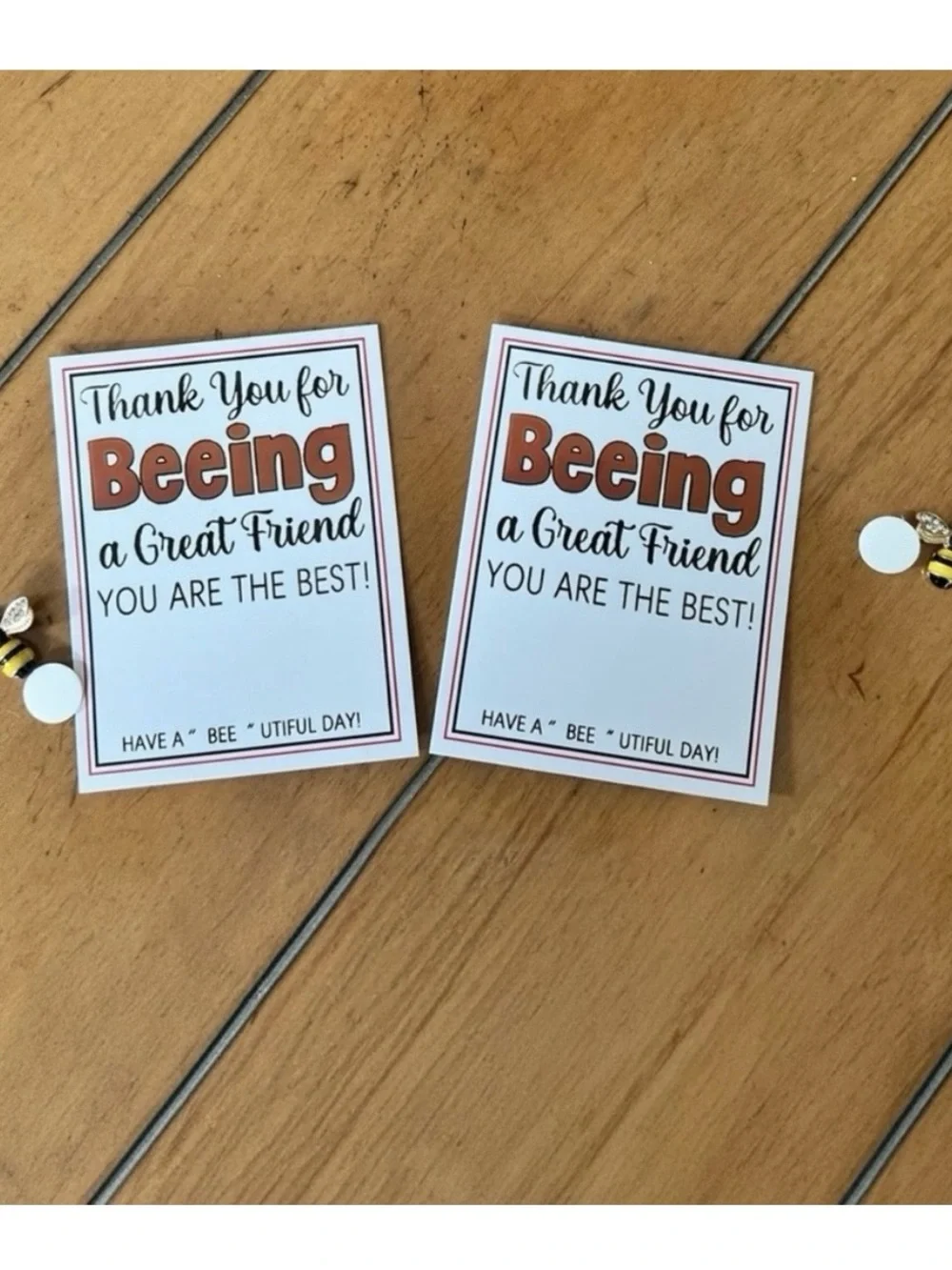 Bee Charm Friendship Cards with Yellow & Black Enamel Bees